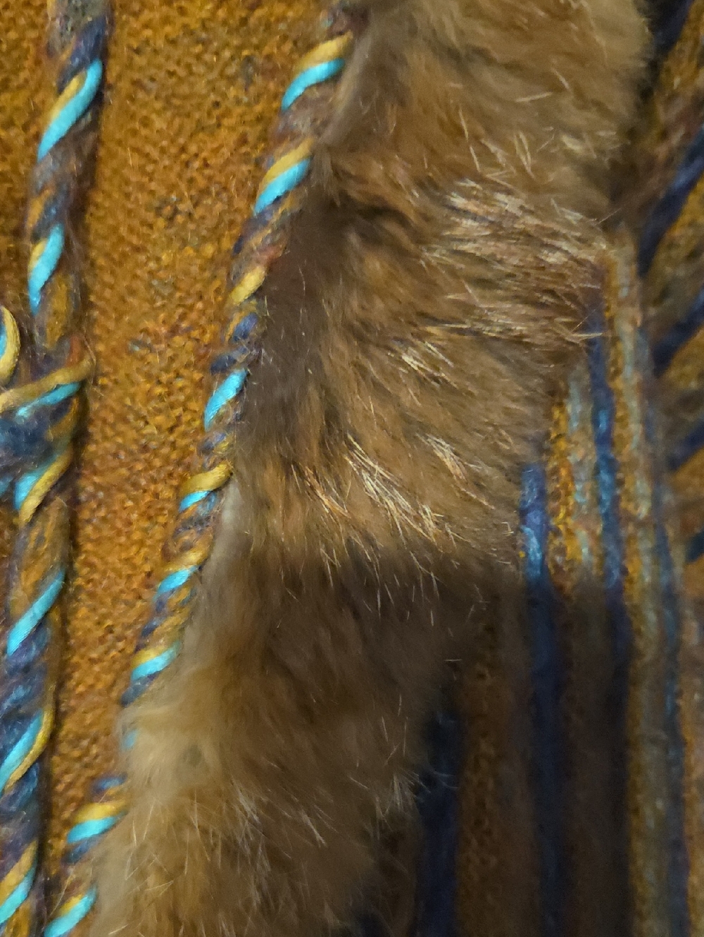 Embellished Brown Knit Zip Up Sweater with Fur Trim. - Picture 12 of 15